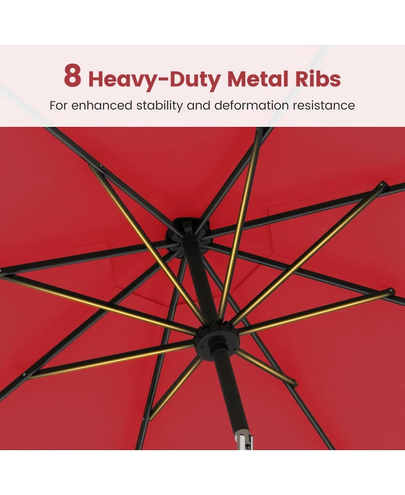 Gouun 10 ft Solar Patio Umbrella with 96 Flowing Led Lights and Push-Button Tilt