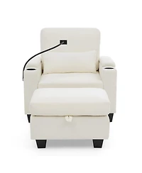 Streamdale Furniture Recliner Sofa w/Usb, Stand, Storage Ottoman