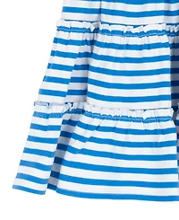 Rare Editions Girls' 2T-6X Jersey Knit Stripe Flutter Sleeve Tiered Dress