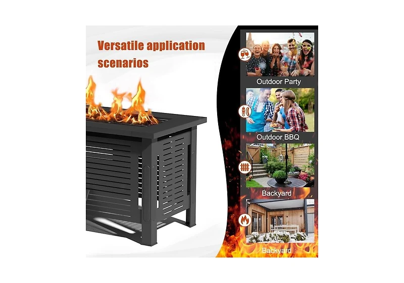 Aecojoy 43 Inch Firepit Table Metal Outdoor Fireplaces with Waterproof Cover