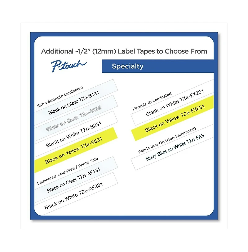 Brother P-Touch TZES631 0.47 in. x 26.2 ft. TZe Standard Adhesive Laminated Labeling Tape