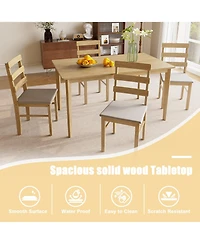sumyeg 5-Piece Solid Wood Dining Set with Rectangular Table and 4 Back Chairs