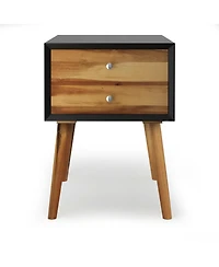sumyeg Mid-Century Wooden Multipurpose End Table with 2 Storage Drawers