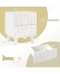sumyeg Modern Nightstand with Drawers and 3D Geometric Pattern