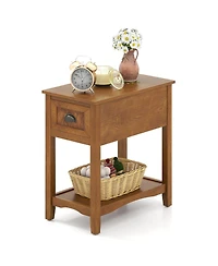 sumyeg Contemporary Chairside End Table with Drawer and Open Shelf