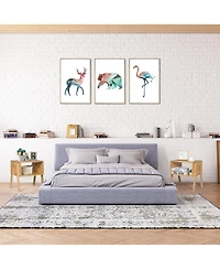 sumyeg 2 Pieces Bamboo Nightstand Sofa Table with Storage Shelf