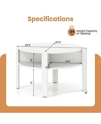 sumyeg 29.5" Round Coffee Table with Storage Shelves for Small Space