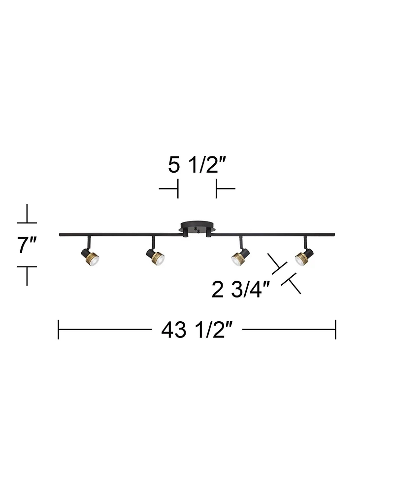Pro Track 4-Light Heads Led Ceiling Track Light Fixture Kit GU10 Dimmable Black Gold Metal Modern Kitchen Bathroom