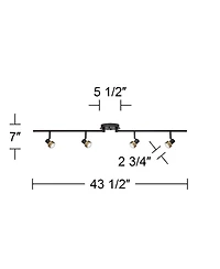 Pro Track 4-Light Heads Led Ceiling Track Light Fixture Kit GU10 Dimmable Black Gold Metal Modern Kitchen Bathroom