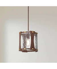 Franklin Iron Works Fable Wide and Antique Brass Mini Pendant Light