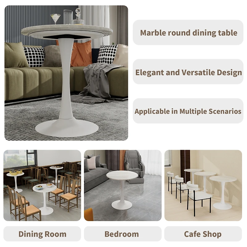 Streamdale Furniture Mid-Century Modern Round Marble Coffee Table