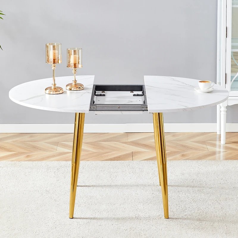 Streamdale Furniture Retractable Pattern Mdf Tabletop with Metal Legs