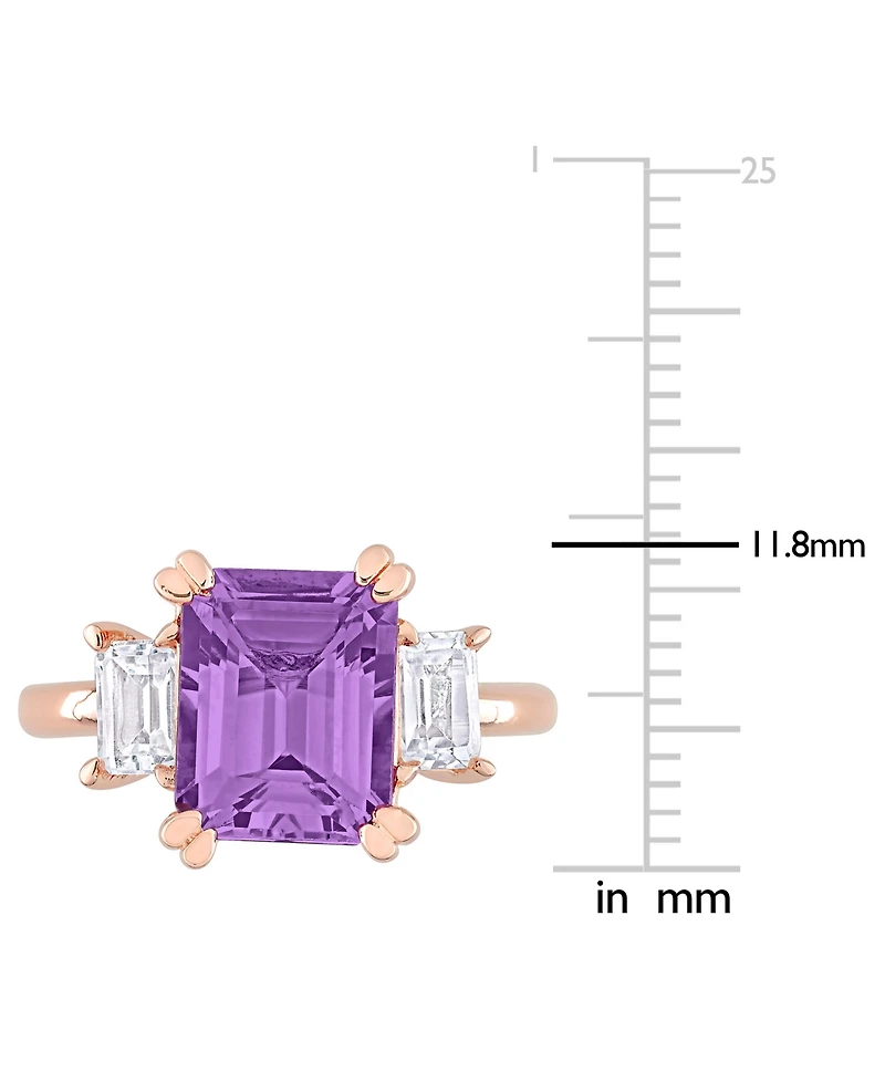 Macy's Amethyst (3-1/5 ct. t.w.) & White Topaz (3/4 Ring 18k Rose Gold Plated Sterling Silver (Also Available Garnet Blue Topaz)
