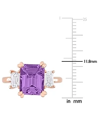 Macy's Amethyst (3-1/5 ct. t.w.) & White Topaz (3/4 Ring 18k Rose Gold Plated Sterling Silver (Also Available Garnet Blue Topaz)