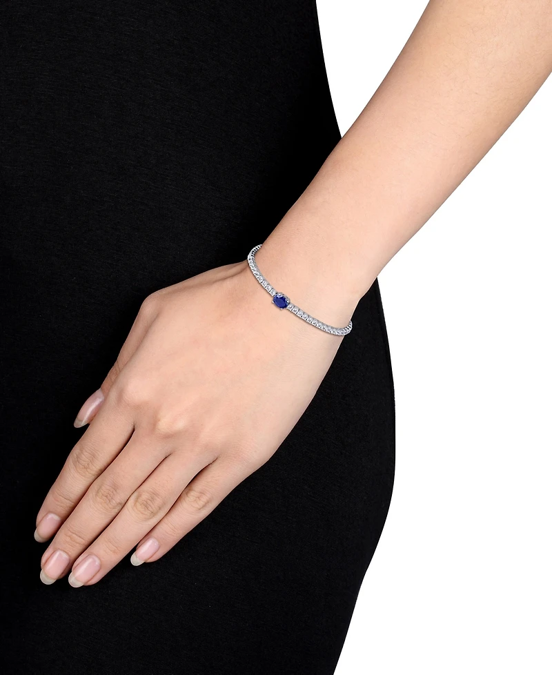 Macy's Lab Created Blue Sapphire (1-1/2 ct. t.w.) & Lab Created White Sapphire (5-1/5 ct. t.w.) Bracelet in Sterling Silver