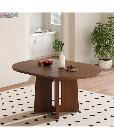 Streamdale Furniture Solid Wood Extendable Round Dining Table with Leaf