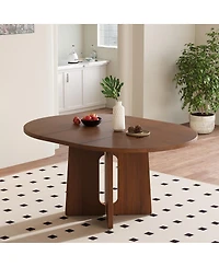 Streamdale Furniture Solid Wood Extendable Round Dining Table with Leaf