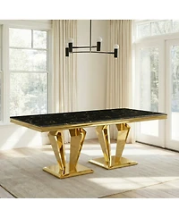 Streamdale Furniture Marble Dining Table with Steel Base