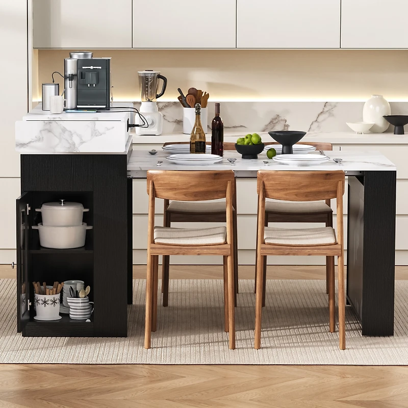 Streamdale Furniture Extendable Dining Table/Island with Storage and Power