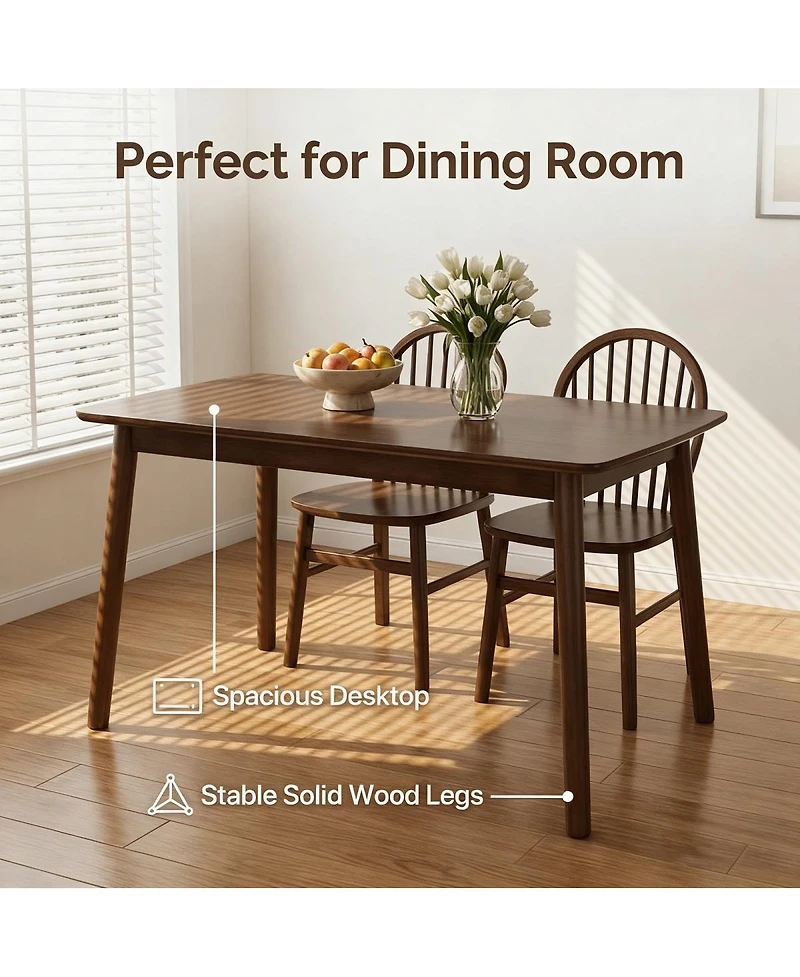 Streamdale Furniture 47 Inch Solid Wood Rectangular Mid-Century Dining Table