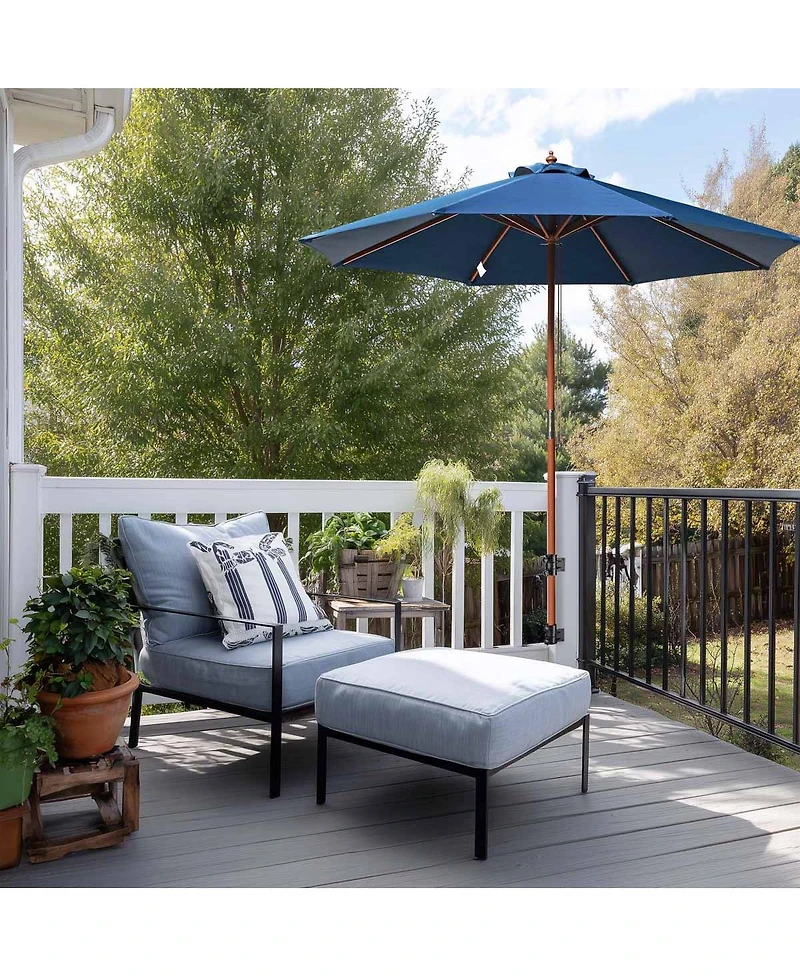 LAGarden Deck Umbrella Mount Holder Bracket Height Flexible for Patio Railing Balcony Courtyard Poolside Mobile Cart Black Corner