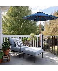 LAGarden Deck Umbrella Mount Holder Bracket Height Flexible for Patio Railing Balcony Courtyard Poolside Mobile Cart Black Corner