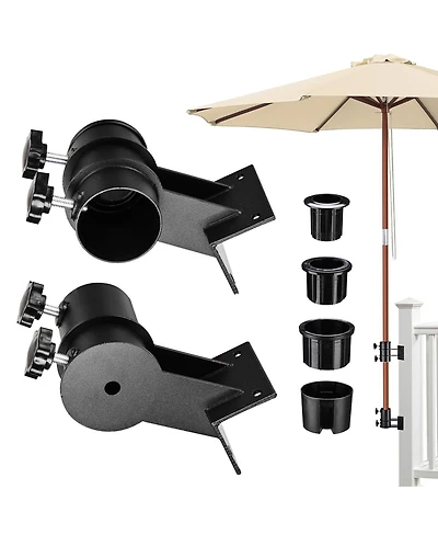 LAGarden Deck Umbrella Mount Holder Bracket Height Flexible for Patio Railing Balcony Courtyard Poolside Mobile Cart Black Corner