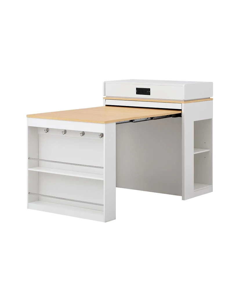 Streamdale Furniture Extendable Dining Table/Kitchen Island with Storage and Outlet