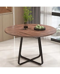Streamdale Furniture Round Dining Table for 4-6, Mdf and Metal Legs