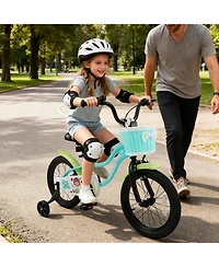 Slickblue Kids Bicycle with Training Wheels and Storage Basket