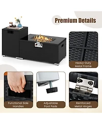 Gouun 2-Piece 32 Rectangle Propane Fire Pit Table Set with Tank Cover and 40000 Btu Output