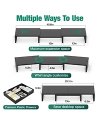 Gnuadz Dual Monitor Stand Riser Desk Organizer Drawer Office Accessories Workspace