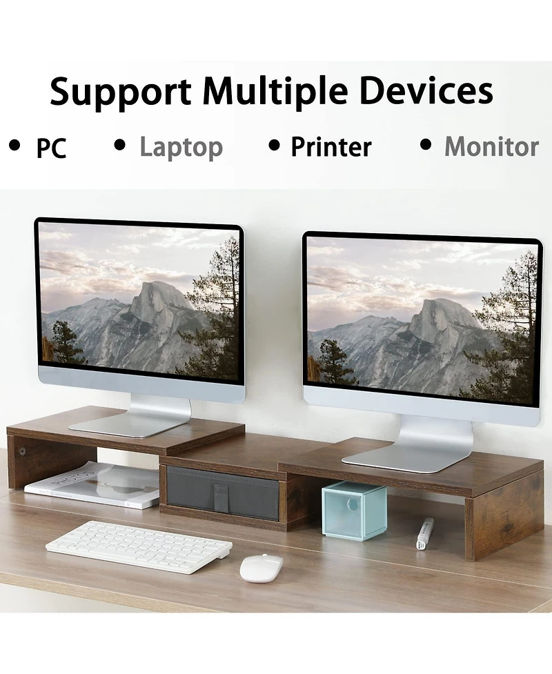 Gnuadz Monitor Stand Riser Adjustable Drawer Storage Organizer