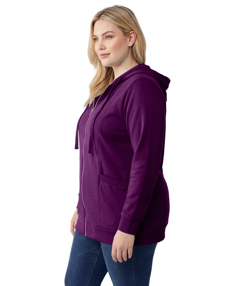 Woman Within Plus Zip Front Tunic Hoodie Sweatshirts