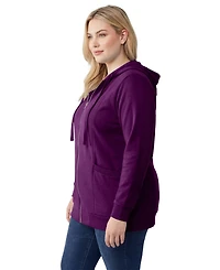 Woman Within Plus Zip Front Tunic Hoodie Sweatshirts