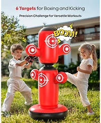 Qpau 360degree(s) Rotatable Punching Bag for Kids, Lager 64" Kids Punching Bag with Gloves, Hand Pump and 6 Targets, Bop Bag Inflatable Punching Toy