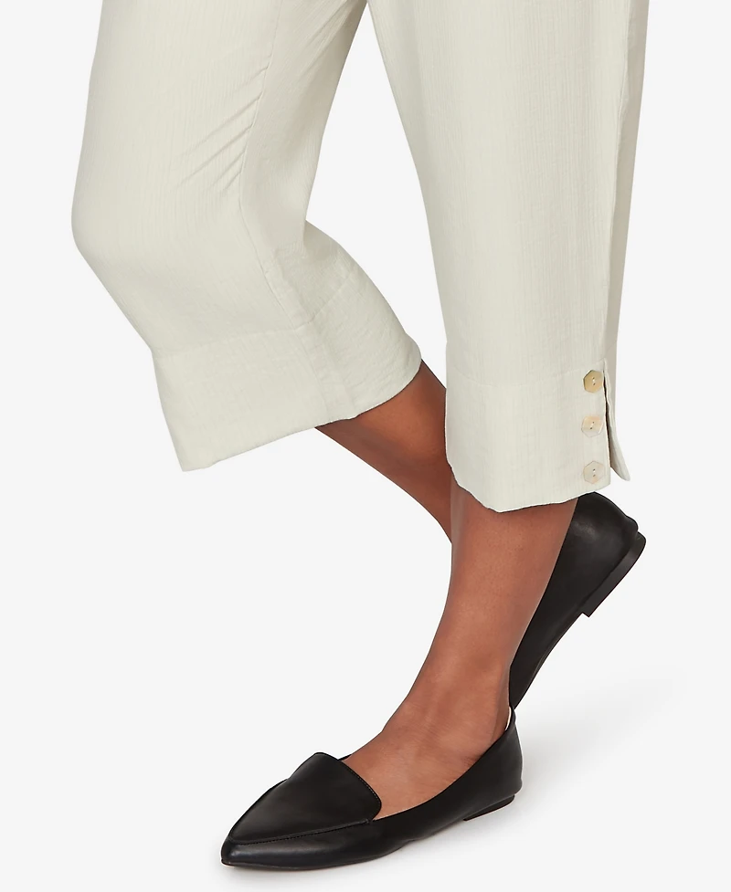 Alfred Dunner Women's Vintage Charm Relaxed Elastic Waist Front Pocket Capri Pants