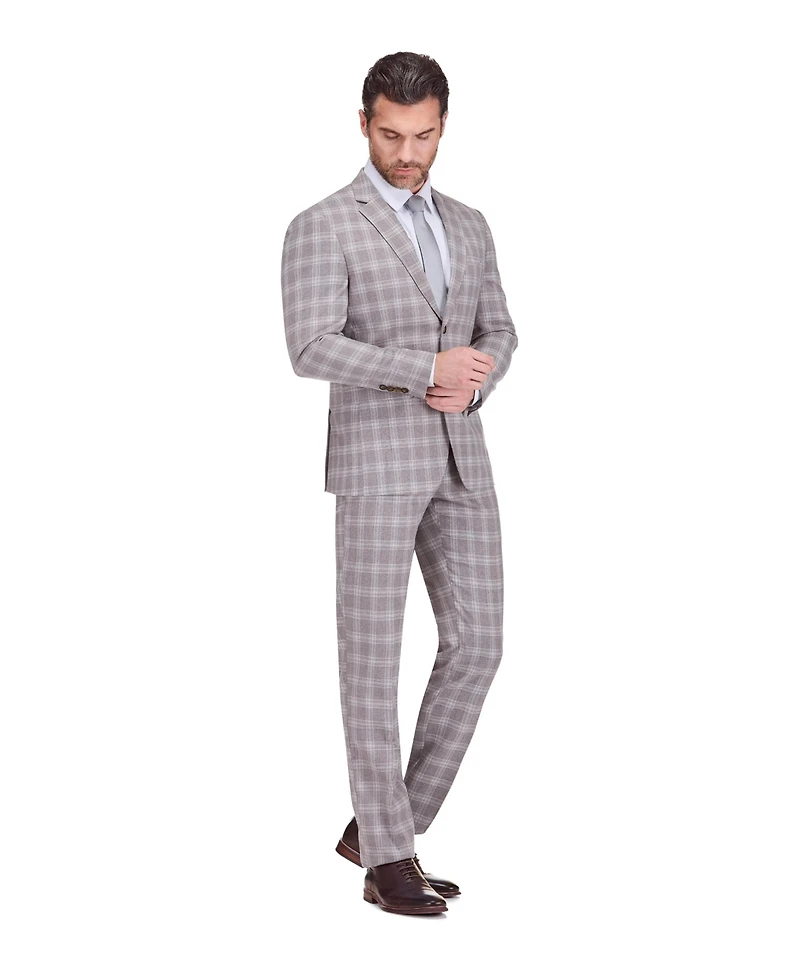 Gino Vitale Men's Slim Fit 2 Piece Performance Stretch Plaid Suit