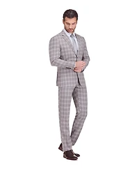 Gino Vitale Men's Slim Fit 2 Piece Performance Stretch Plaid Suit