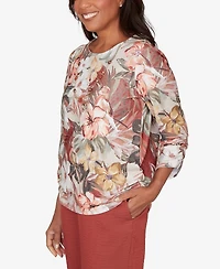 Alfred Dunner Women's Spice Market Dramatic Floral Top