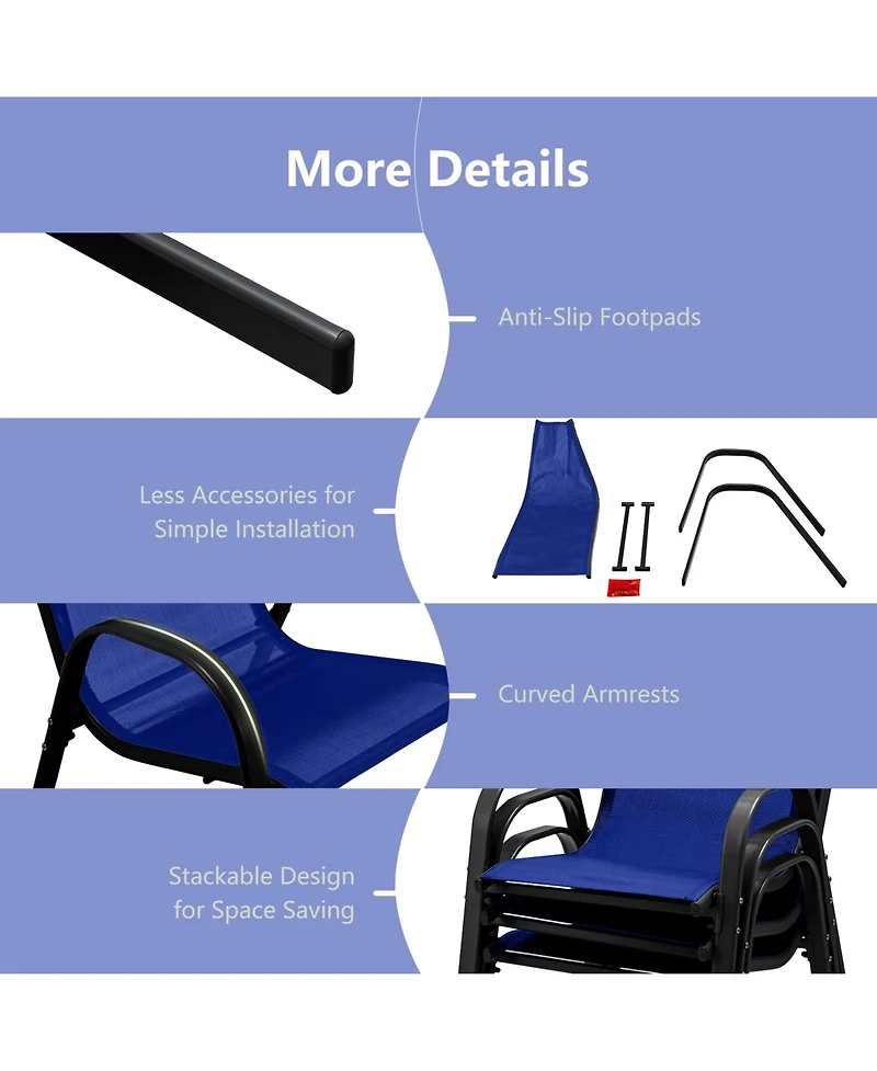 Sugift 4 Pieces Stackable Patio Dining Chairs Set with Armrest