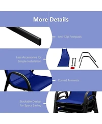 Sugift 4 Pieces Stackable Patio Dining Chairs Set with Armrest