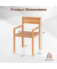 Sugift Outdoor Patio Dining Teak Wood Armchair