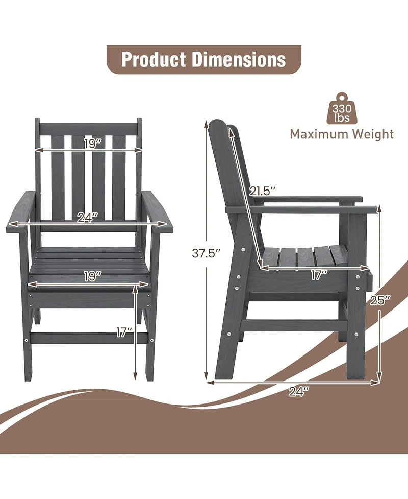 Sugift Set of 2 Patio Dining Chairs with Wide Armrests