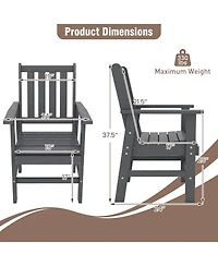 Sugift Set of 2 Patio Dining Chairs with Wide Armrests