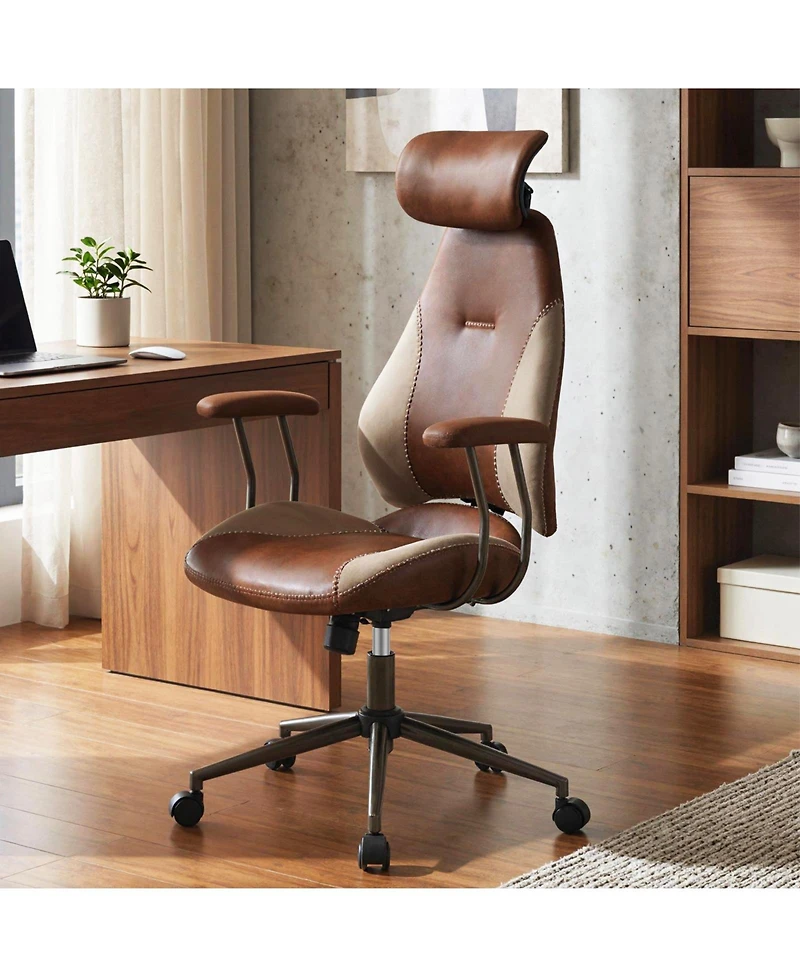 Sugift Ergonomic Office Chair Computer Desk Chair with 2D Headrest and Rocking Backrest
