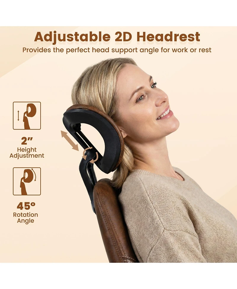 Sugift Ergonomic Office Chair Computer Desk Chair with 2D Headrest and Rocking Backrest