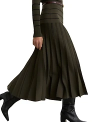 Reiss Women's Knitted Stripe Pleated Midi Skirt