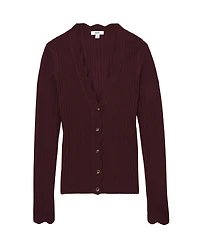 Reiss Women's Vinny Rib-Knit Scallop-Trim Cardigan