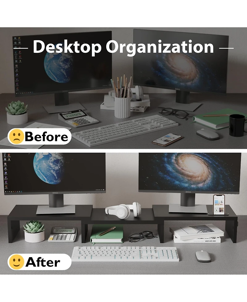 Gnuadz Monitor Stand Riser Smartphone Holder Adjustable Wooden Organizer